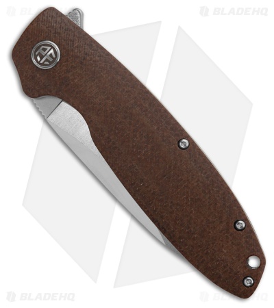 Petrified Fish Terra Liner Lock Knife Brown Micarta (3.75" Satin)