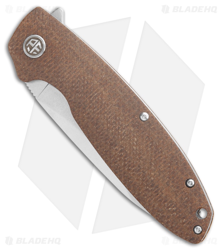Petrified Fish Terra Liner Lock Knife Brown Micarta (3.75" Stonewash)
