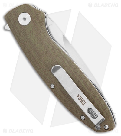 Petrified Fish Terra Liner Lock Knife OD Green Micarta (3.75" Satin)