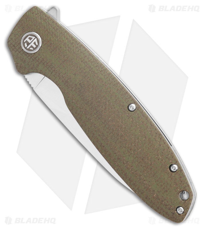 Petrified Fish Terra Liner Lock Knife OD Green Micarta (3.75" Satin)