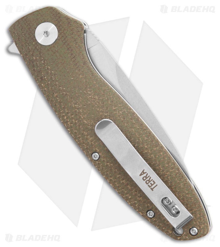 Petrified Fish Terra Liner Lock Knife OD Green Micarta (3.75" Stonewash)