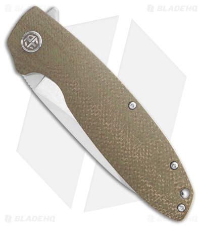 Petrified Fish Terra Liner Lock Knife OD Green Micarta (3.75" Stonewash)