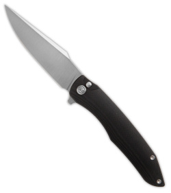 Petrified Fish Twigshark Button Lock Knife Black G-10 (3.6" Satin K110)      