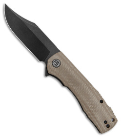 Petrified Fish Victor Liner Lock Knife Khaki Micarta  (3.5" Black SW) PFP03  