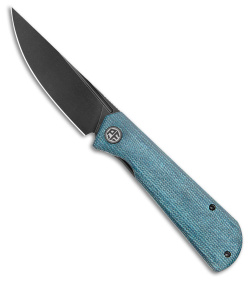 Petrified Fish Viking Liner Lock Knife Blue Micarta (3.62" Blk/SW) PFP07BMDW