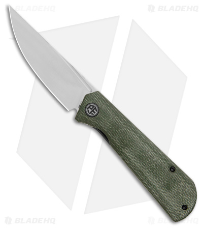 Petrified Fish Viking Liner Lock Knife Green Micarta (3.62" Satin) PFP07GRMS