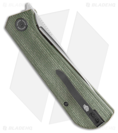 Petrified Fish Viking Liner Lock Knife Green Micarta (3.62" Satin) PFP07GRMS