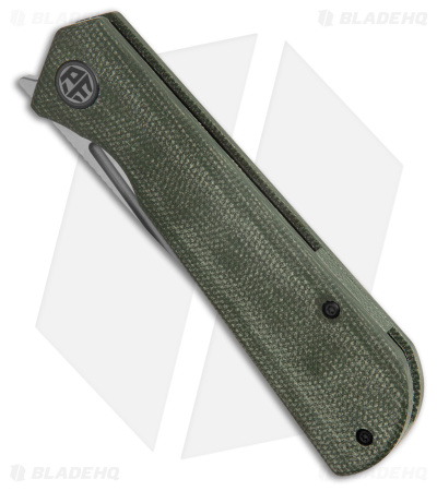 Petrified Fish Viking Liner Lock Knife Green Micarta (3.62" Satin) PFP07GRMS