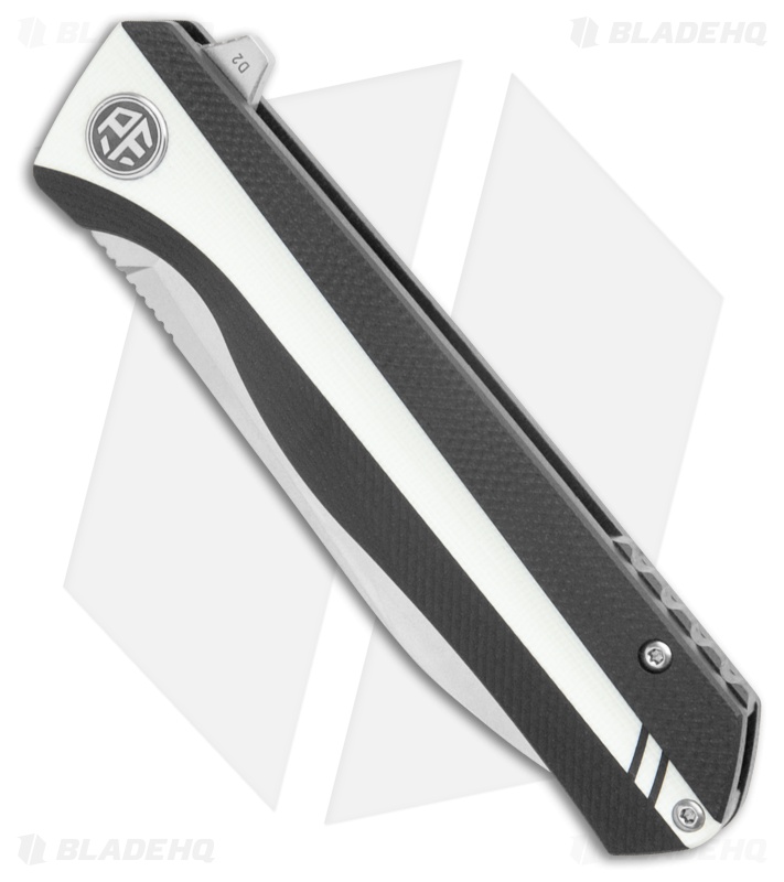 Petrified Fish Forward Liner Lock Knife Black/White G-10 (3.5" SW D2)