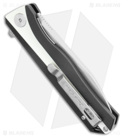 Petrified Fish Forward Liner Lock Knife Black/White G-10 (3.5" SW D2)