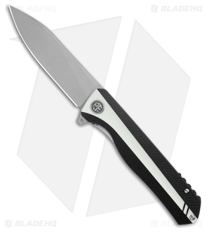 Petrified Fish Forward Liner Lock Knife Black/White G-10 (3.5" SW D2)