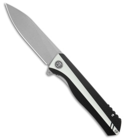 Petrified Fish Forward Liner Lock Knife Black/White G-10 (3.5" SW D2)