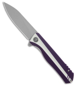 Petrified Fish Forward Liner Lock Knife Purple/White G-10 (3.5" Satin D2)