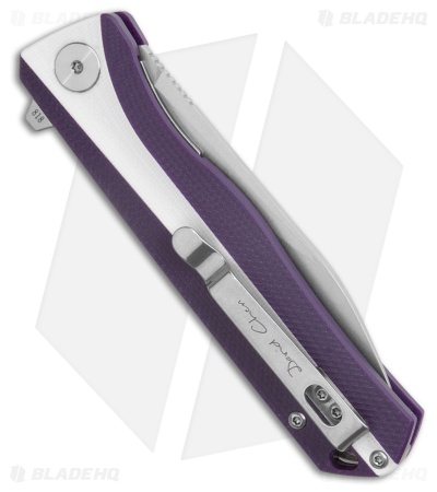 Petrified Fish Forward Liner Lock Knife Purple/White G-10 (3.5" Satin D2)