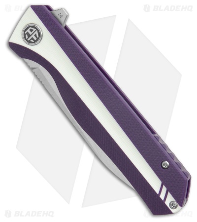 Petrified Fish Forward Liner Lock Knife Purple/White G-10 (3.5" Satin D2)