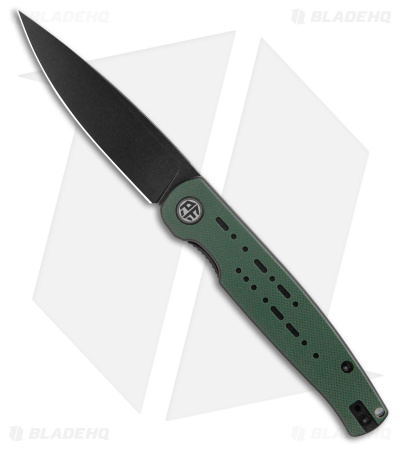Petrified Fish Morse 154CM Liner Lock Knife Grn/Blk G-10 (3.3" Blk/SW) PFE07GRDW