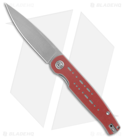 Petrified Fish Morse Liner Lock Knife Red/Gry G-10 (3.3" Satin 154CM) PFE07RS