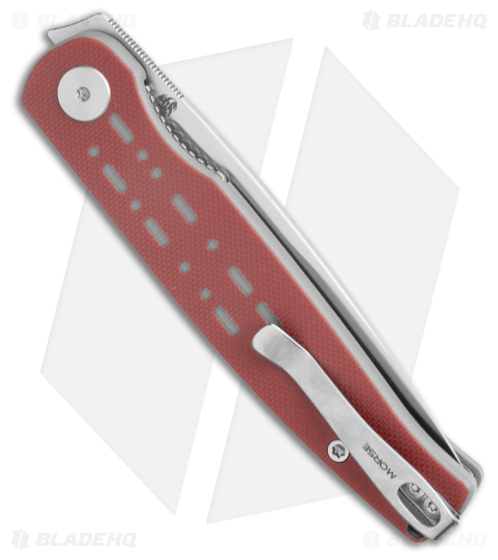 Petrified Fish Morse Liner Lock Knife Red/Gry G-10 (3.3" Satin 154CM) PFE07RS