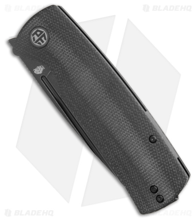 Petrified Fish Beluga Liner Lock Knife Black Micarta (3.6" Black/SW) PFP01DMDW