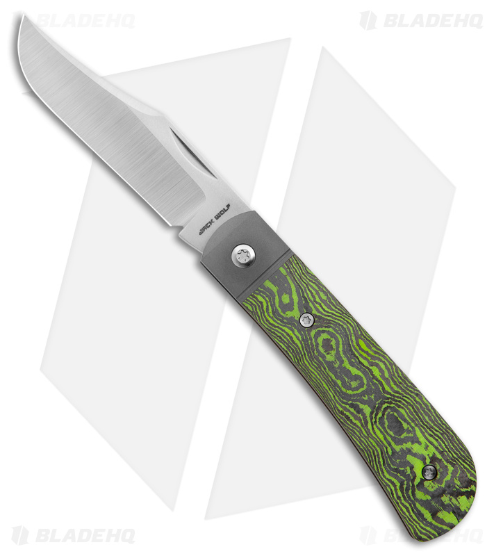 Jack Wolf Knives Benny's Clip Slip Joint Camo Carbon Toxic Green (3" Satin)