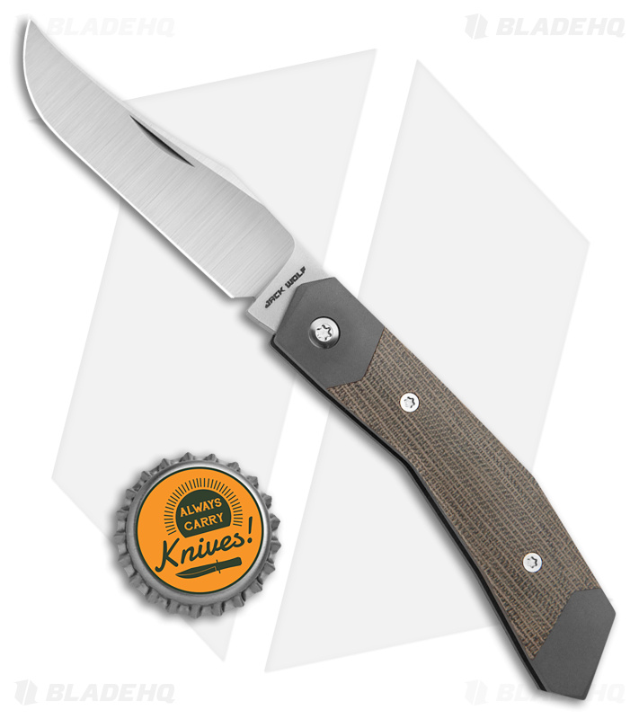Jack Wolf Knives Cyborg Jack Green Canvas Micarta - Blade HQ