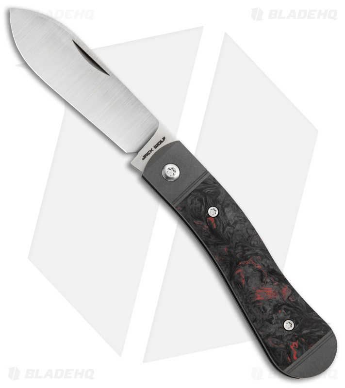Jack Wolf Knives K9 Jack Slip Joint Knife Dark Matter Red CF (2.9" Satin)