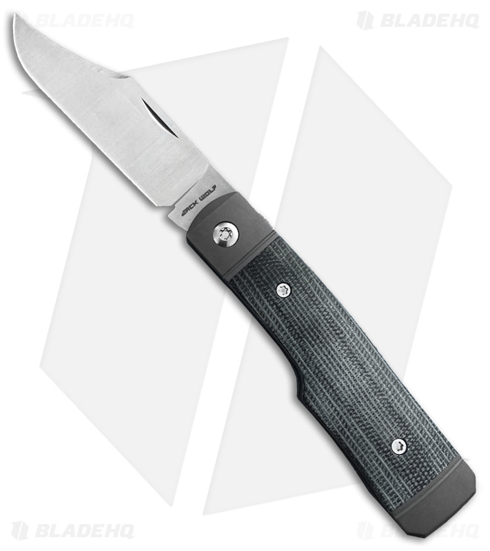 Jack Wolf Knives Sharpshooter Jack Slip Joint Knife Black Micarta (3" Satin)