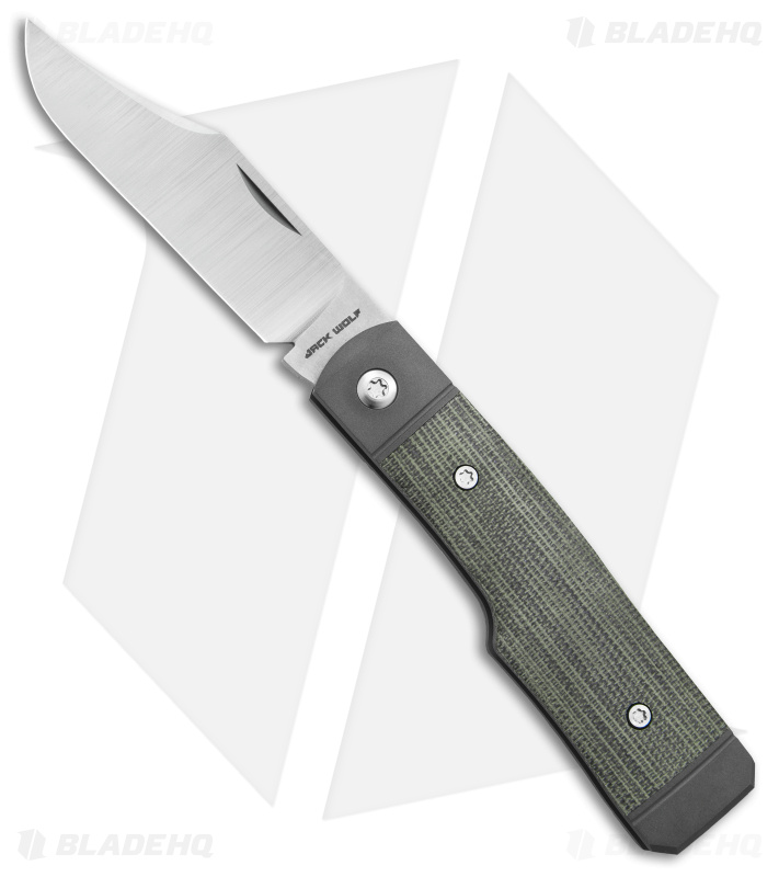 Jack Wolf Knives Sharpshooter Jack Slip Joint Knife OD Green Micarta (3" Satin)