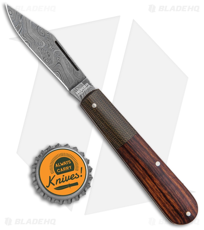 Boker Barlow Integral Slip Joint Leopard Damascus Knife Desert Ironwood (3.25")
