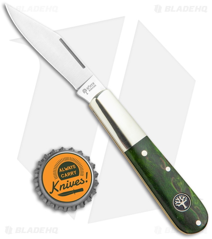 Boker Barlow Pocket Knife Green Curly Birch Wood (3.3" Satin) 118941