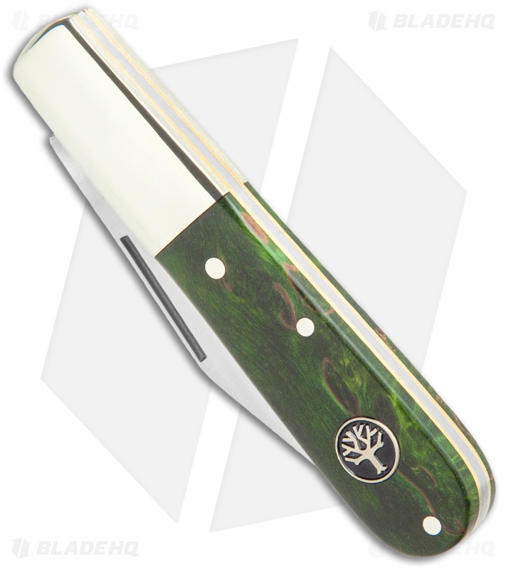 Boker Barlow Pocket Knife Green Curly Birch Wood (3.3" Satin) 118941