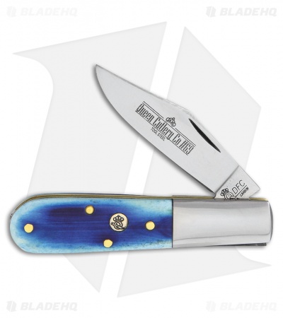 Queen Barlow Traditional Pocket Knife 3.5" Smooth Blue Bone