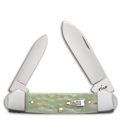 Case Canoe Pocket Knife 3.625" Jigged Mint Green Bone (62131 SS) 55402