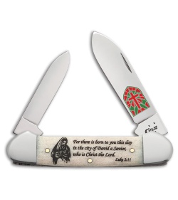 Case Christmas Canoe Pocket Knife 3.625" Smooth Natural Bone (62131 SS) 10566