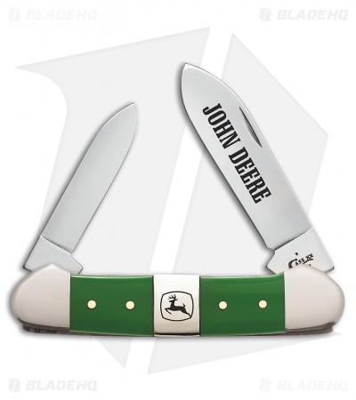 Case John Deere Canoe Traditional Knife 3.625" Green Polymer (42131 SS) 15762 
