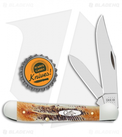 Case Copperhead Pocket Knife 3.875" Bone Stag 65323