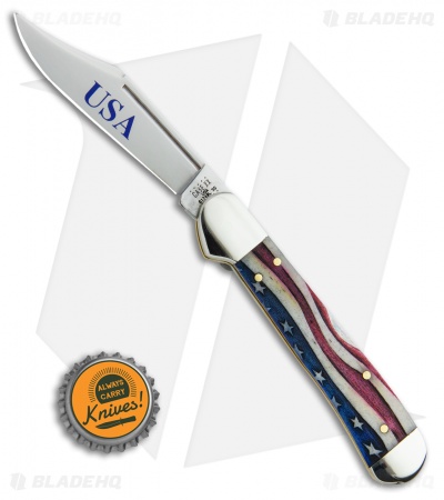 Case Mini Copperlock Knife 3.625" Star Spangled Bone (61749L SS)