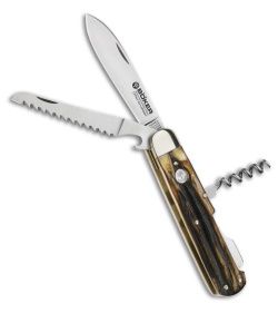 Boker Hunters Trio Pocket Knife 4.375" Jigged Stag CPM-CruWear (110639)