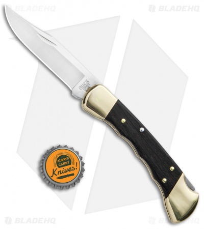 Buck 110 Folding Hunter Finger Grooved Knife Ebony (3.75" Satin) 0110BRSFG