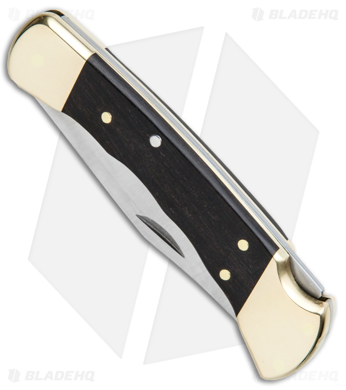 Buck 110 Folding Hunter Finger Grooved Knife Ebony (3.75" Satin) 0110BRSFG