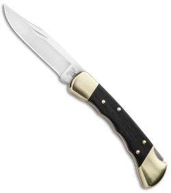 Buck 110 Folding Hunter Finger Grooved Knife Ebony (3.75&quot; Satin) 0110BRSFG | 51031