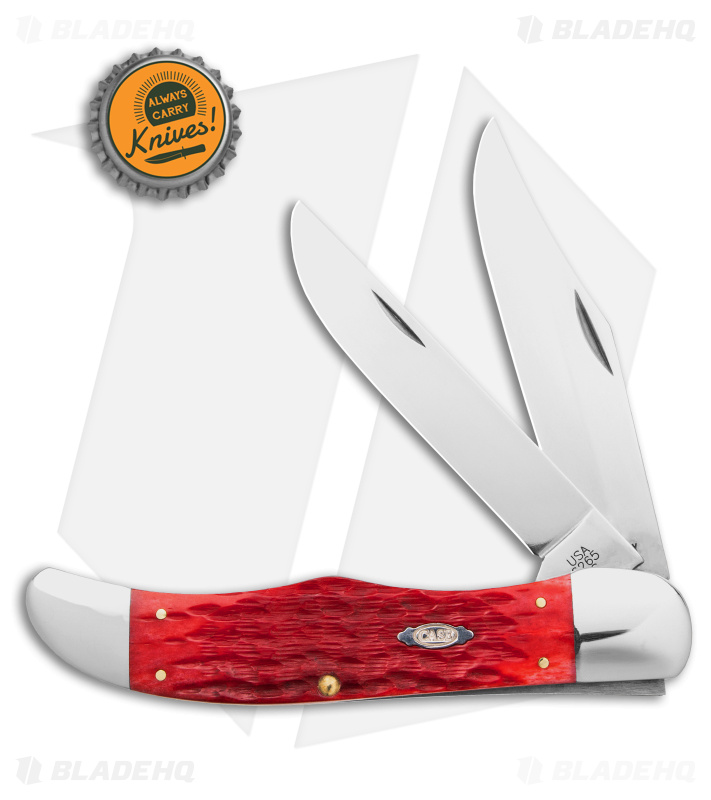 Case Large Folding Hunter Knife Dark Red Bone-Peach Seed Jig