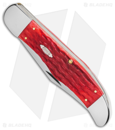 Case Large Folding Hunter Knife 5.25" Red Peach Seed Jig Bone (6265 CS) 31960