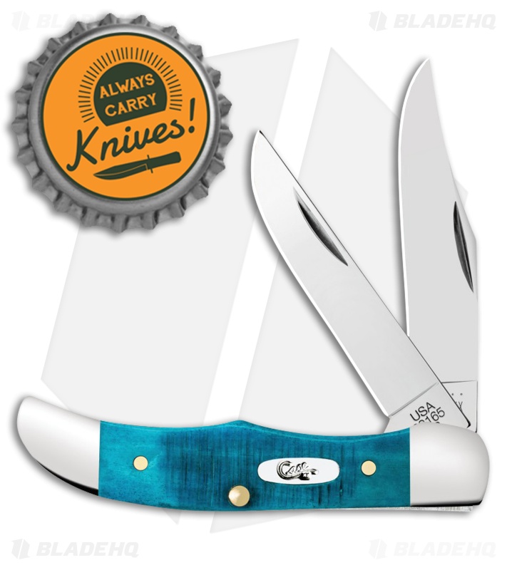 Case Pocket Hunter Knife 2.75" Caribbean Blue Sawcut Bone (62165 SS) 25591