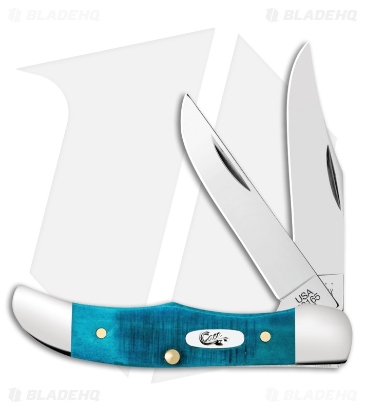 Case Pocket Hunter Knife 2.75" Caribbean Blue Sawcut Bone (62165 SS