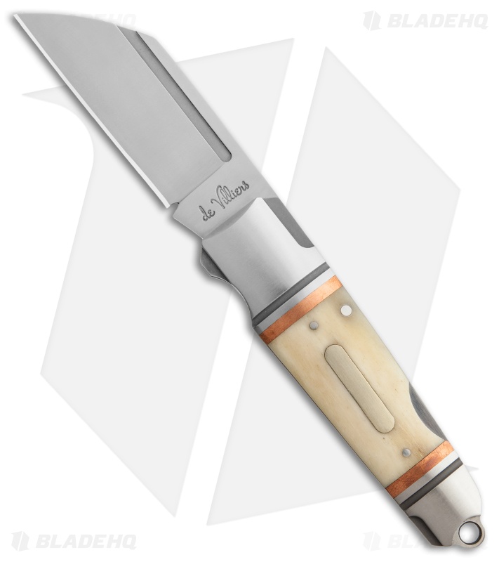 Andre de Villiers Pocket Butcher Lockback Knife Bone w/ Clip (2.9" Satin) AdV