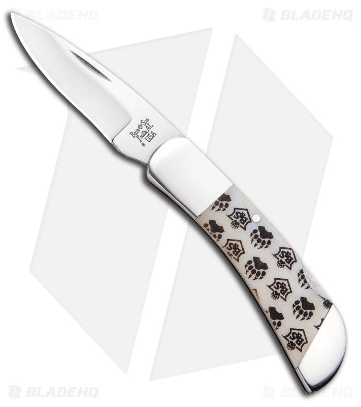 Bear & Son Midsize Lockback Knife Branded Bone (2.5" Satin)