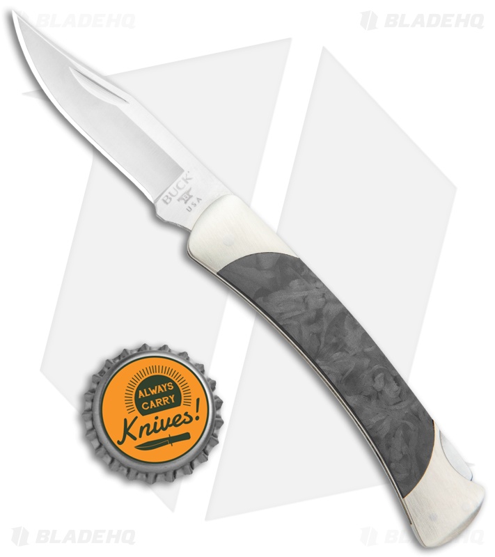 Buck The 55 Lockback Knife Marble CF/Nickel Silver (2.375" Satin S30V)