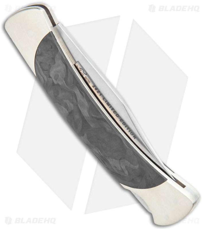 Buck The 55 Lockback Knife Marble CF/Nickel Silver (2.375" Satin S30V)