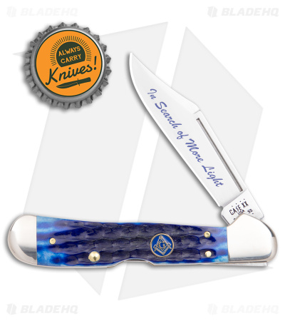 Case Masonic Mini Copperlock Traditional Knife 3.625" Blue Bone(61749L SS) 25531